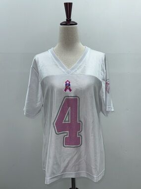 Brett Favre Jersey Women White Pink Minnesota Vikings Breast Cancer Reebok Lg